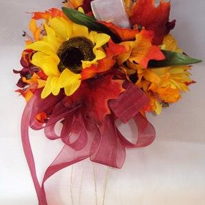 Fall Wedding Bouquet -Sunflower Bridal Bouquet - Yellow Wedding Bouquets - Artificial Wedding Bouquets - Affordable - Bridesmaid Bouquet