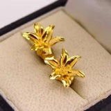 Stunning New 18K Yellow Gold Filled 15mm Lily Flower Stud Post Earrings