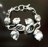 Erick's Sterling Silver Calla Lilies Link Bracelet 7-8 in. long Taxco.925