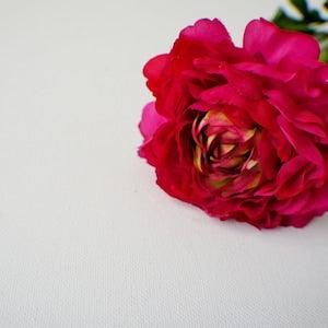 15" Hot Pink Ranunculus spray Silk flower, Magenta Pink artificial Wedding Flowers, wedding bouquet, Fake Spring Flowers Centerpieces