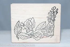 Elegant Floral Lily Corner The Cottage Stamper Wood & Foam Backed Rubber Stamp