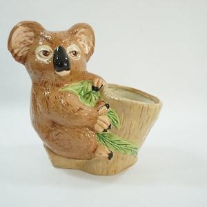 Koala Planter, Holland Ceramics, SOME CHIPS, Plant Holder, Ceramic Planter, Fern, Orchid Container, Animal Shaped Planter, Free USA Ship