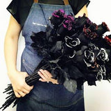 Black Magic Silk Rosebud Long stem glittered trims
