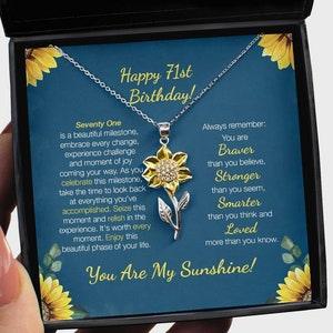 71st Birthday Sunflower Necklace Gift For Her - 71st Birthday Jewelry - Gift For Mother, Mother In Law, Step Mother, Grandma, Nanny, Aunt