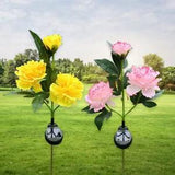 Solar Peony Flower Light Waterproof for Outdoor Patio Yard Garden Stakes Lamp