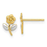 14K Yellow Gold Flower Stud Earrings