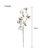 9 Heads Naturally Dried Artificial Cotton Flower with Long Stem New