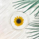 Customized Sunflower Coaster | Resin Daisy Coaster | Dried Pressed Flower Coasters | Handmade Housewarming Gift | Round Shape Desk Decor