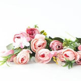 13 Small Mini Vintage Inspired Ranunculus Buds in Pink Tones plus Foliage - silk artificial flower - ITEM 01146