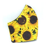 Yellow Sunflower face mask cover with nose wire and filter pocket ? XS to XL face masks | Christmas gifts, stockings stuffers