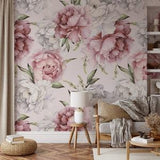 Peel and Stick Wallpaper Large Scale Mural Peony Wallpaper Peony Mural Reusable Wallpaper Roses Flower Mural Floral Floral Wallpaper