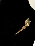 Vintage Gold Tone Flower Brooch W/ Faux Diamond Stud Pin. Lilys, Roses. Nice!
