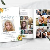 Sunflower Theme Funeral Program Template | Editable Memorial Program | B130