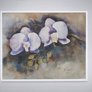 Orchid Watercolor Painting, Watercolor Floral Artwork, Watercolor Flower Painting, Wall Decor, Flower Art, Orchid Flower, Orchid Watercolor