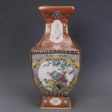 Chinese Colour Enamels Porcelain Gild Bamboo Pole Peony Flower Magpie Bird Vase