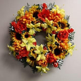 Artificial Sunflower Tiger Lily Mum Orange Rose Wreath