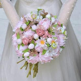 Light pink peony bouquet/peony bouquet/silk peony bouquet/bridal bouquet/wedding bouquet/round bouquet/fantastic rose bouquet/rustic wedding