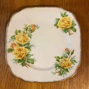 Square Salad Plate by Royal Albert, Tea Rose Yellow