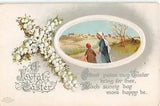 Cross Made of Lily of the Valley by Mother & Son Walking to Jerusalem-Old Easter