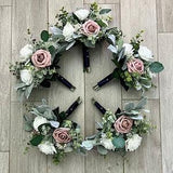 Boho bridesmaid bouquet, dusty pink, white roses & greenery bridal bouquet, eucalyptus sage wedding bouquet, corsage, boutonni¡§¡§res