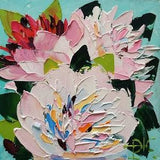 Peonies Painting Pink Peony Wall Art Impasto Oil Painting Floral Art Original Small Art 4 by 4 inches