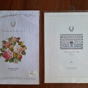 Pelin Tezer counted cross stitch patterns, choice, Ambrosia, two colour sampler, Aurora's Kiss, bouquet of flowers