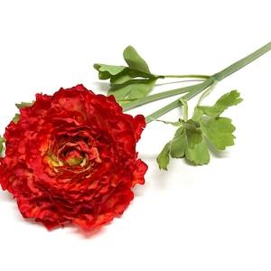 RED Artificial Ranunculus Spray - Bouquet, Artificial Flower, Silk Flower, Wedding, Millinery, Hair Accessory, Flower Arrangement