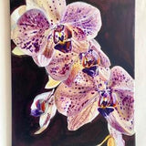 Original Painting "Nervous By Nature" White and Purple Orchids Artwork Handmade