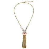 Rose & Peony British Fashion Long Necklace Coral Flowers Tassels