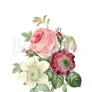 Vintage Rose Bouquet Clipart Clip Art Roses for invitation, collages, scrapbook - 1450