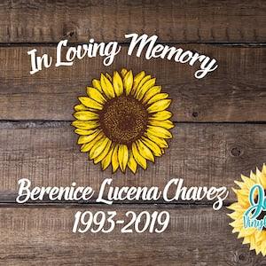 Sunflower Memorial Decal in Loving Memory Decal mother memorial decal sister memorial gift girl memorial sunflower decal flower memorial