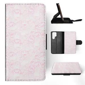 FLIP CASE FOR SAMSUNG GALAXY|WHITE PEONIES FLOWER ROSE PATTERN