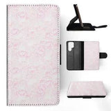 FLIP CASE FOR SAMSUNG GALAXY|WHITE PEONIES FLOWER ROSE PATTERN