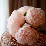 Artificial Peony Bouquets Flower Head Fake Peony Silk Plastic Plants with Stem for Home Decoration Wedding Party Festival Holiday CXRW-RTF05