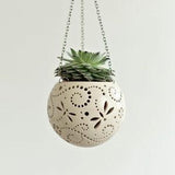 Dragonfly pottery hanging flower pot - boho farmhouse planter Balcony decoration orchid plant hanger Air plant balcony holder wiht drainage