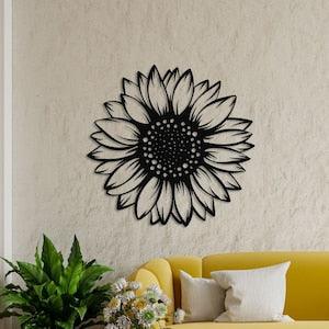 Sun Flower Metal Wall Art, Flower Wall Art, Gold Flower Wall Decor, Lake House Decor, Metal Wall Art, Black Flower Art, Gold Metal Wall Art