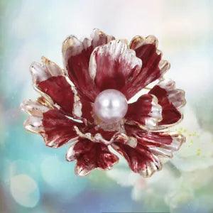 Chinese Style Flower Brooch Inlaid Peony Boutonniere Multi-layered Petal Drop