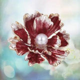 Chinese Style Flower Brooch Inlaid Peony Boutonniere Multi-layered Petal Drop