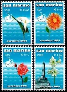 San Marino 2001 Flowers Ornamental Plants Exhibition Dahlia Lily Roses 4v MNH