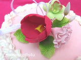 Gum Paste Sugar Red Tulip, Pink Carnation Leaves, Ribbon Cake Decorating Flowers