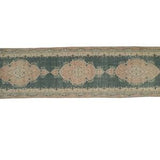 Handmade Rug, Pink Green Rug, Oriental Runner, Stair Rug, Retro Rug, Vintage Turkish Rug, Wool Mat, Oushak Runner Rug, 2.9 x 11.6 ft GR 3546