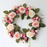 Decor Artificial 35cm Hanging Garland Wreath Flower Wedding Rose Peony Door