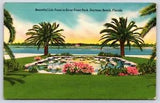Beautiful Lily Pond River Park Daytona Beach Florida Vintage Linen Post Card