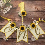 Sunflower high chair banner, floral sunflower banner, floral high chair banner, 1st birthday high chair banner, sunflowers pack, ONE Banner
