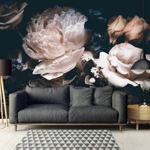 Removable Wallpaper | Peel and Stick Floral Mural | Peonies Wallpaper | Bouquet of Peonies