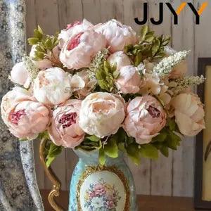 Artificial Flowers Bouquet 13 Heads European Peony Silk Flowers Plastic Flowers