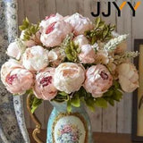 Artificial Flowers Bouquet 13 Heads European Peony Silk Flowers Plastic Flowers