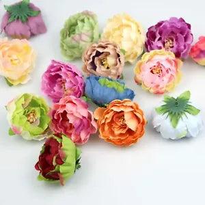 50/100p Artificial Silk Flowers Peony Head Assorted Color DIY Crafts Party Decor