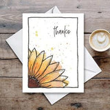 Watercolor Sunflower Thanks Card & Envelope to show gratitude to Friend, Co-Worker, Teacher - Blank Card 4.25??x5.5?? New