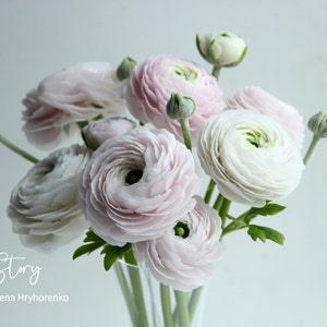 Real touch ranunculus Bouquet for home decor Botanical sculpture Realistic artificial flowers arrangement